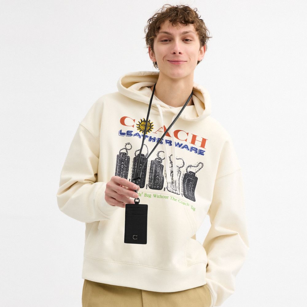 COACH®,Id Lanyard,Bag Accessories,Card Case,Metal,Logo,Key Ring,Casual,Black,Detail View