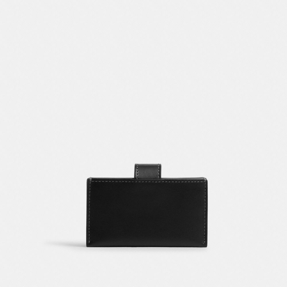 COACH®,Essential Multi Card Holder,Calfskin Leather,Leather,Card Case,Logo,Metal,Casual,Black,Back View
