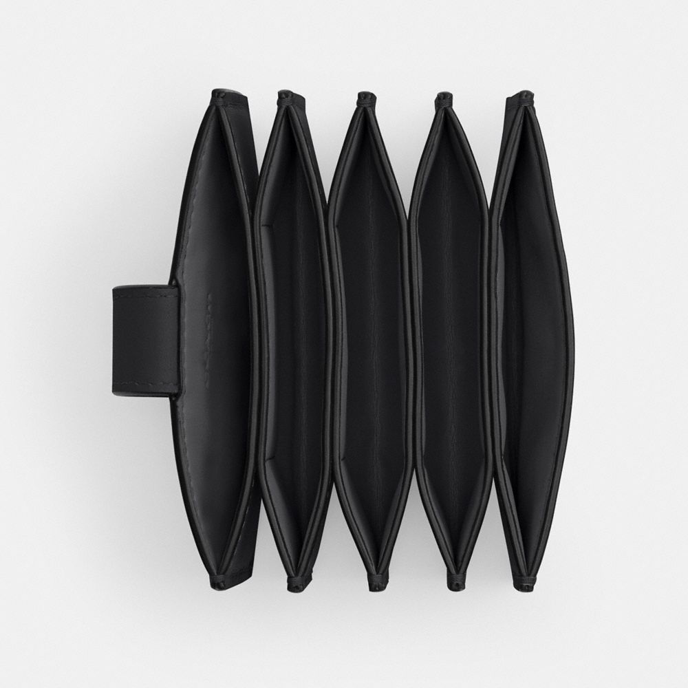 COACH®,Essential Multi Card Holder,Calfskin Leather,Leather,Card Case,Logo,Metal,Casual,Black,Inside View,Top View