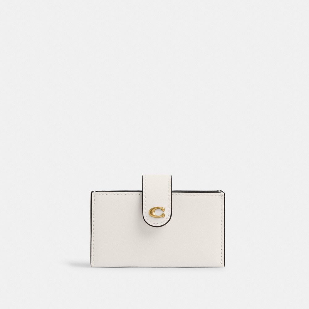 COACH®,Essential Multi Card Holder,Calfskin Leather,Leather,Card Case,Logo,Metal,Casual,White,Front View