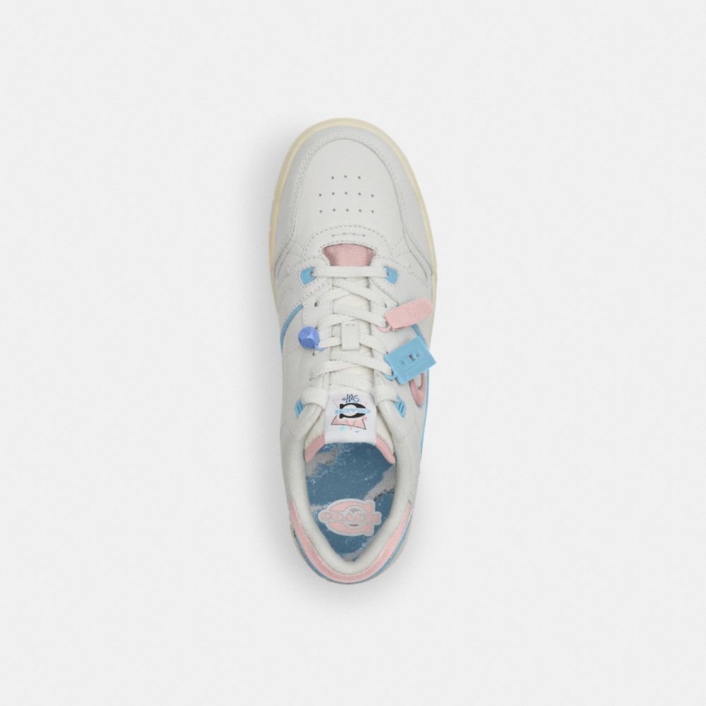 COACH®,‘90s Pack Soho Sneaker With Charms,Rubber,EVA,Polyester,Leather,Casual,Piping,Perforated,Color Block,Mixed Media,Sh...,White,Inside View,Top View