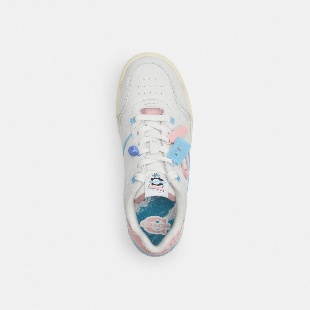 COACH®,‘90s Pack Soho Sneaker With Charms,Polyester,EVA,Rubber,Leather,Casual,Color Block,Mixed Media,Piping,Perforated,Pu...,White,Inside View,Top View