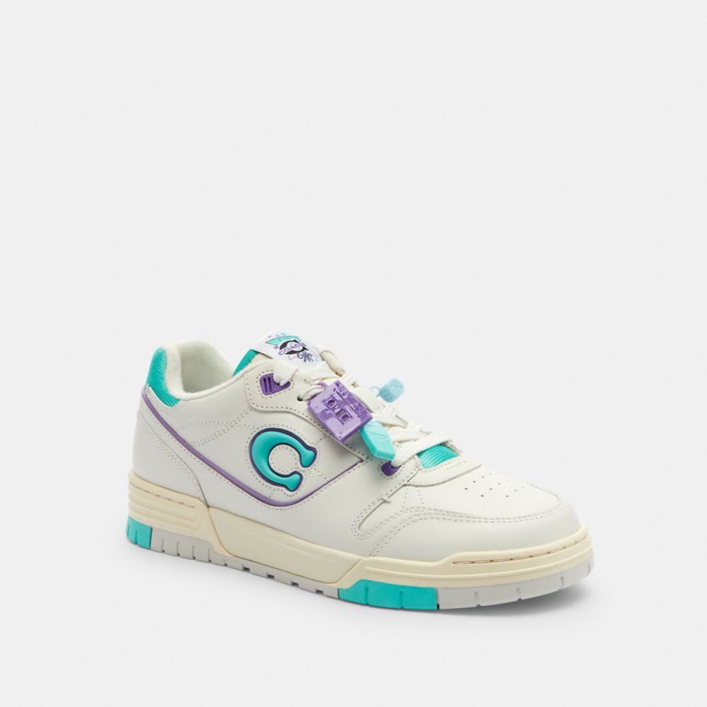 COACH®,‘90s Pack Soho Sneaker With Charms,Polyester,EVA,Rubber,Leather,Casual,Color Block,Mixed Media,Piping,Perforated,Pu...,Cream,Front View