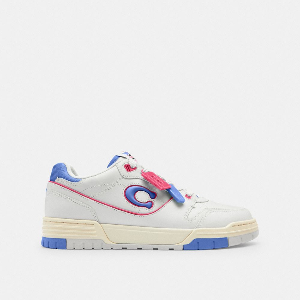 COACH®,‘90s Pack Soho Sneaker With Charms,Polyester,EVA,Rubber,Leather,Casual,Color Block,Mixed Media,Piping,Perforated,Pu...,White,Angle View