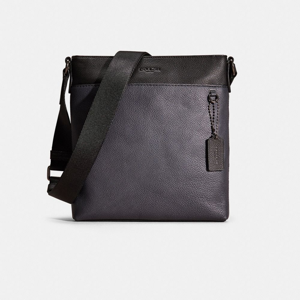 COACH®,Restored Metropolitan Slim Messenger In Colorblock,Black,Front View