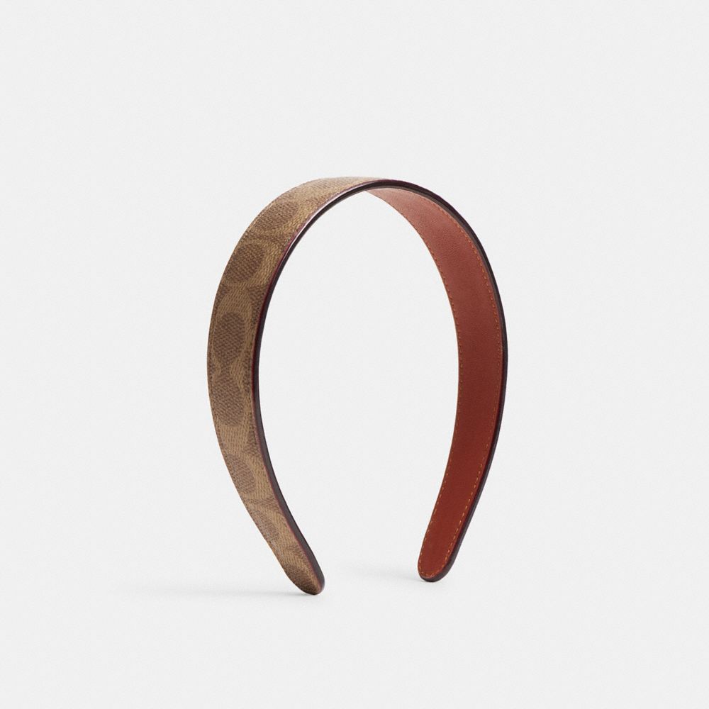 COACH®,Signature Headband,Canvas,Headband,Piping,Securing Hair,Casual,Brown,Front View