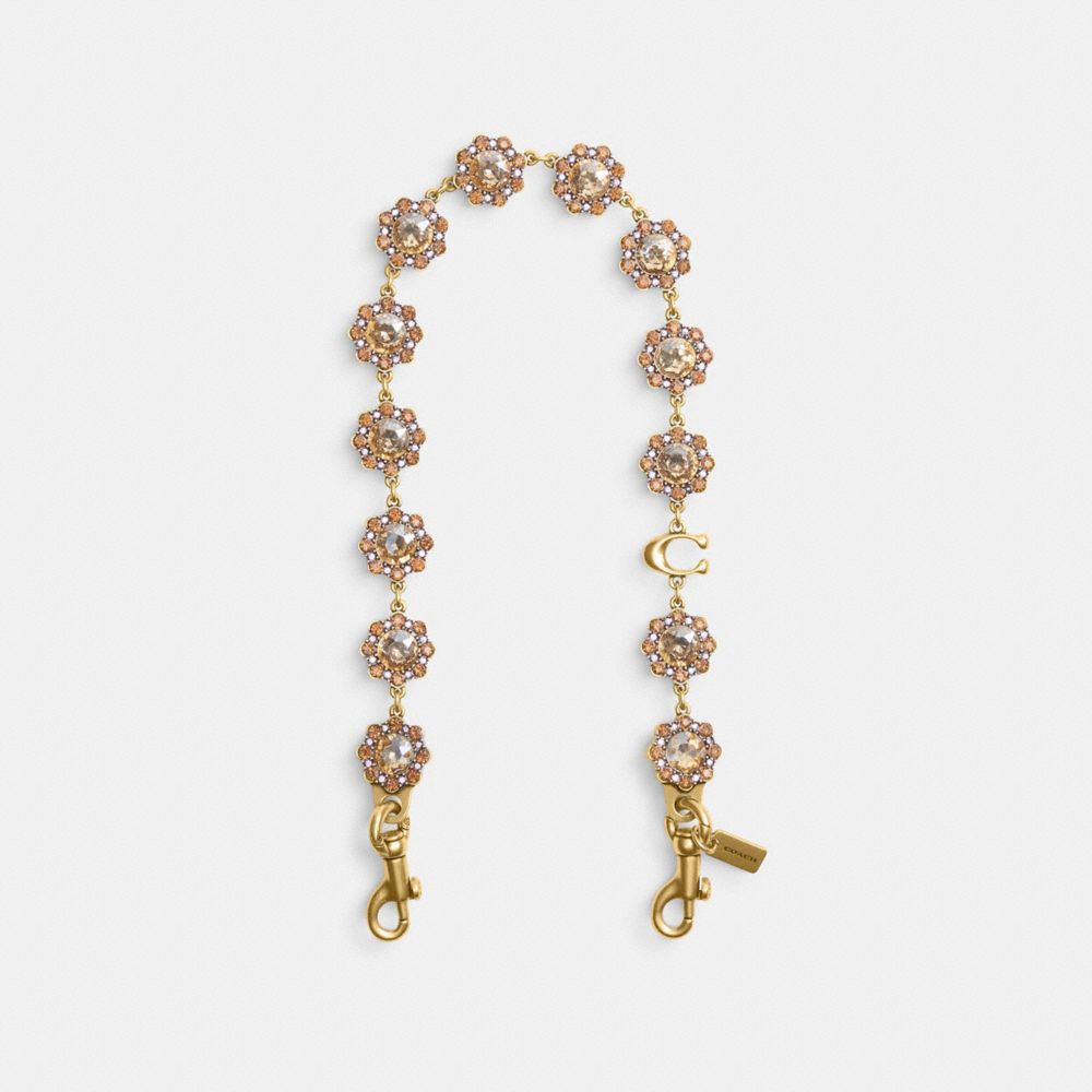 COACH®,Short Jewelry Chain Strap,Bag Straps,Metal,Rhinestones,Logo,Adjustable,Brass,Day Party,Multi Color,Front View