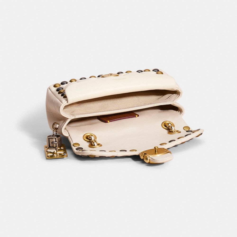 COACH®,Upcrafted Tabby Shoulder Bag 20 With Quilting,Shoulder Bag,Metal,Studded,Logo,Sustainable,Mixed Metal,Day Party,Cream,Inside View,Top View