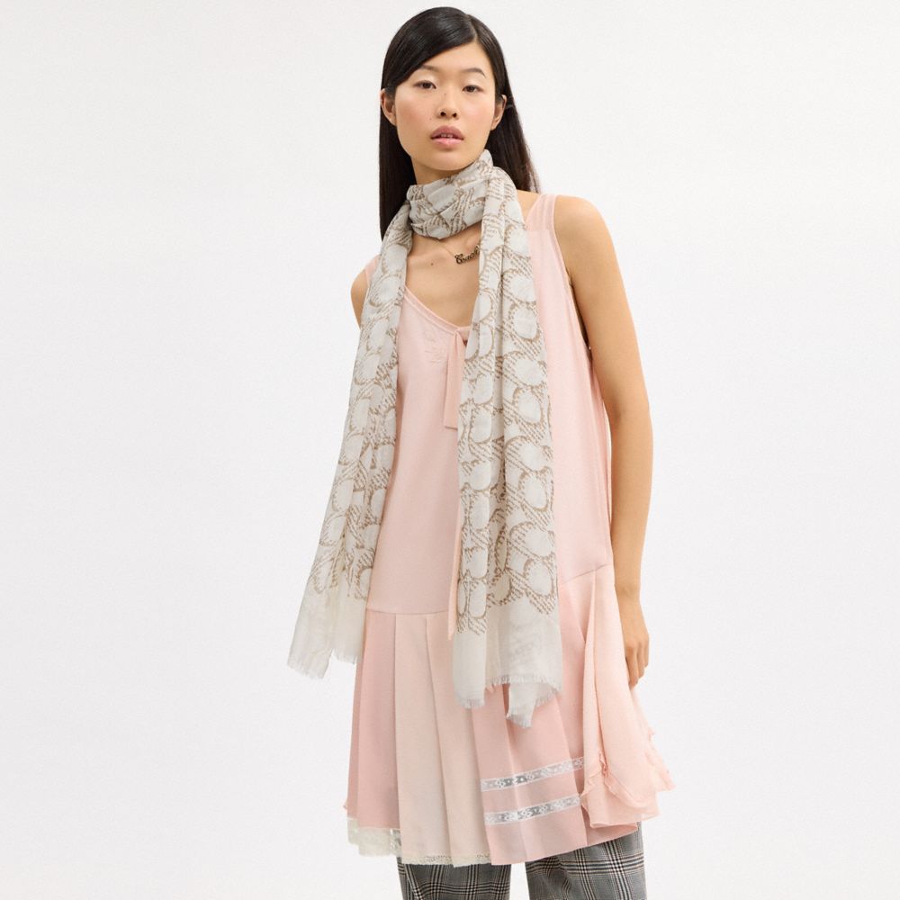 COACH®,Signature Oblong Scarf,,Detail View