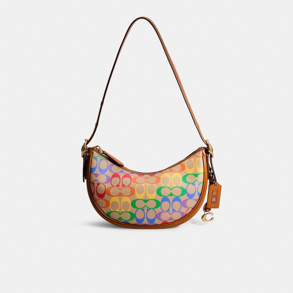 COACH®,Restored Luna Shoulder Bag In Rainbow Signature Canvas,,Front View