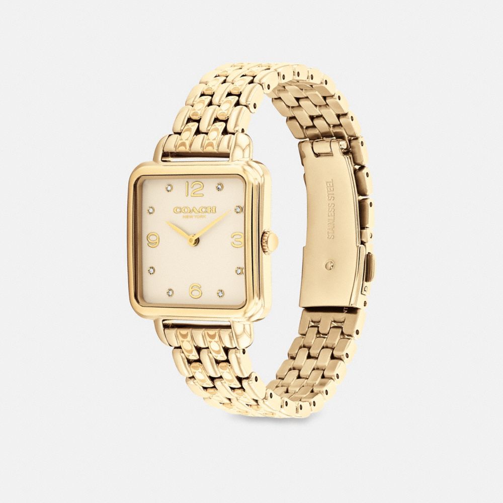 COACH®,Cass Watch, 28 Mm,Analog,Metal Material,Crystal,Gem Embellishment,Logo,Water Resistant,Casual,,Angle View