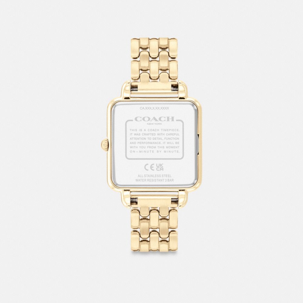 COACH®,Cass Watch, 28 Mm,Analog,Metal Material,Crystal,Gem Embellishment,Logo,Water Resistant,Casual,,Back View