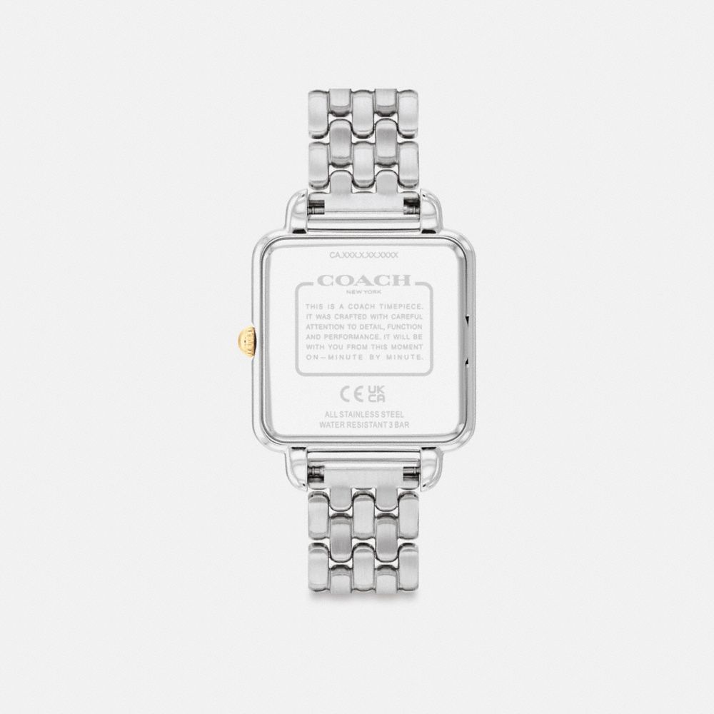 COACH®,Cass Watch, 28 Mm,Analog,Crystal,Gem Embellishment,Logo,Water Resistant,Work,,Back View