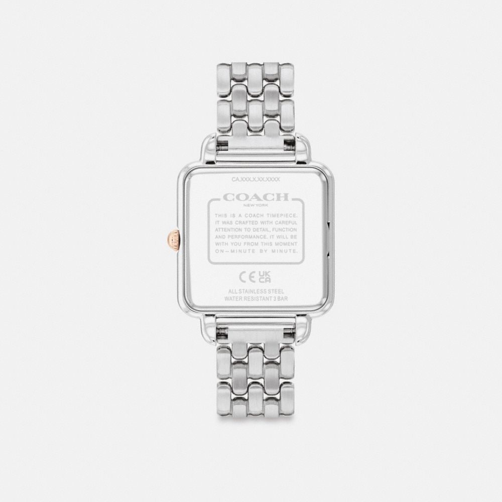 COACH®,Cass Watch, 28 Mm,Analog,Crystal,Gem Embellishment,Logo,Water Resistant,Casual,,Back View