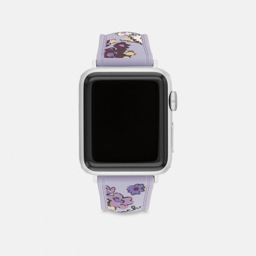 COACH®,Apple Watch® Strap, 38 Mm, 40 Mm And 41 Mm,Watch Strap,Silicone,Stainless Steel,Casual,Lavender,Front View