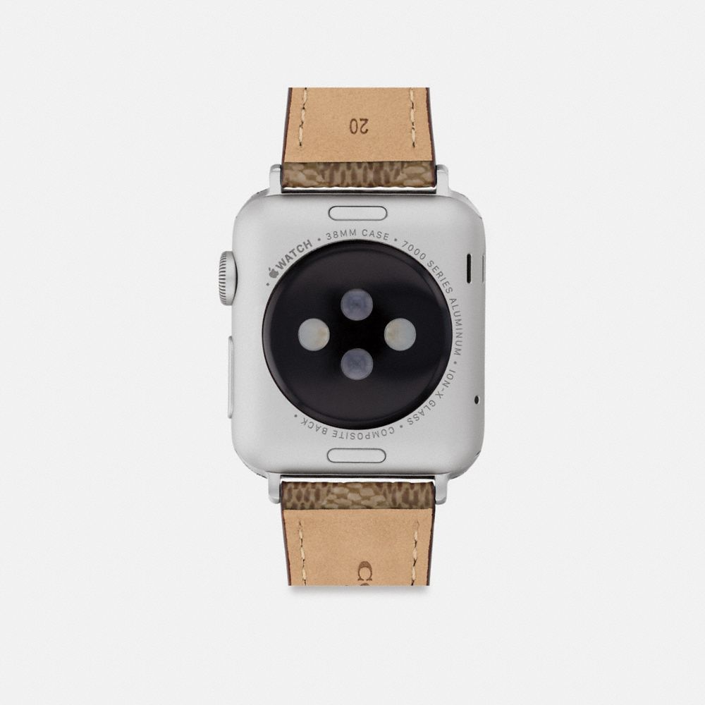 COACH®,Apple Watch® Strap, 38 Mm, 40 Mm And 41 Mm,Watch Strap,Canvas,Metal,Stainless Steel,Casual,Brown,Back View