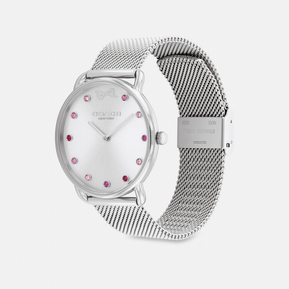 COACH®,Elliot Watch Gift Set, 36 Mm,Analog,Crystal,Bow,Gem Embellishment,Logo,Bar Embellishment,Water Resistant,Gift Item,...,Pink,Angle View