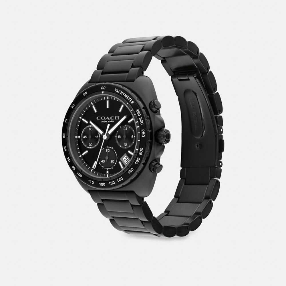 COACH®,Charter Chronograph Watch, 39 Mm,Analog,Mineral,Crystal,Word Embellishment,Logo,Water Resistant,Casual,,Angle View