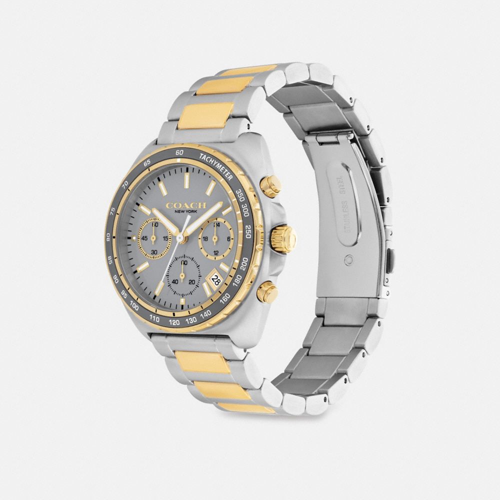 COACH®,Charter Chronograph Watch, 39 Mm,Analog,Crystal,Lacquer,Metal Material,Mineral,Word Embellishment,Logo,Water Resist...,,Angle View
