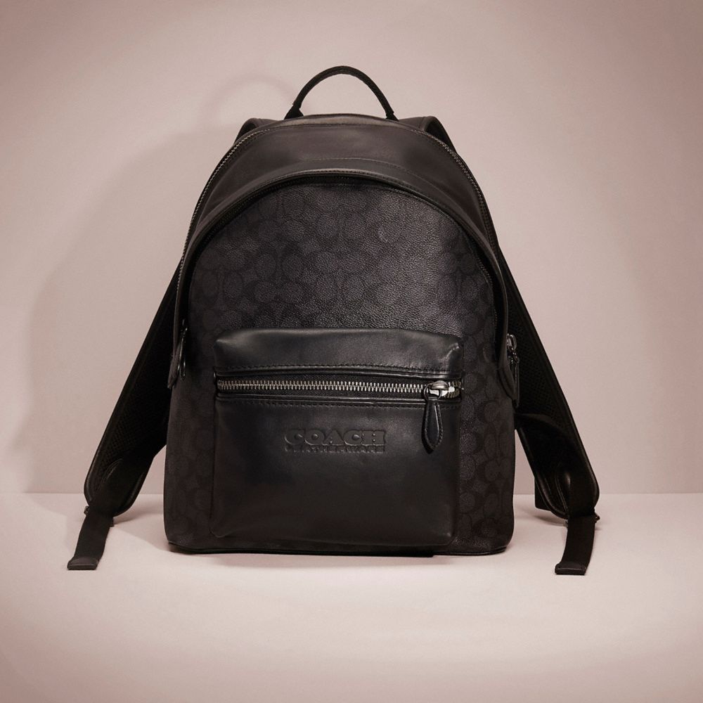 COACH®,RESTORED CHARTER BACKPACK IN SIGNATURE CANVAS,Signature Coated Canvas,Large,,Front View