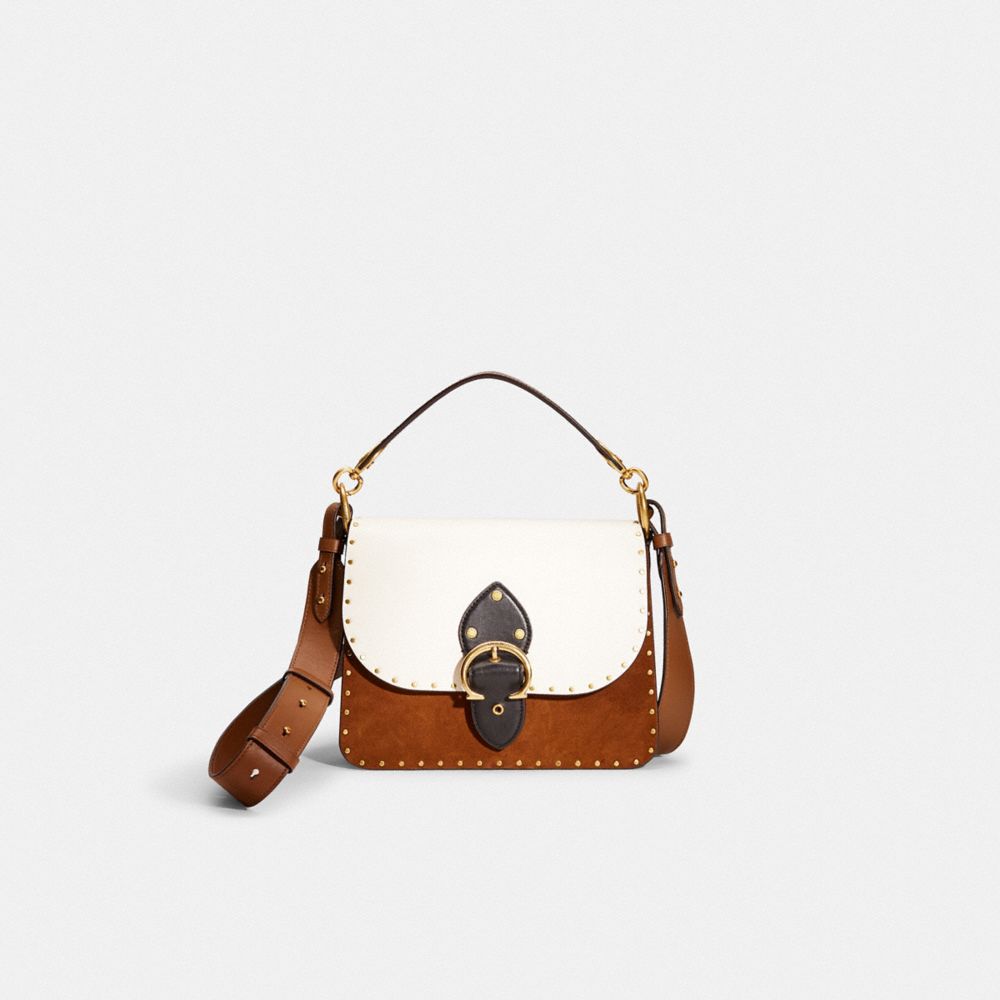 COACH®,RESTORED BEAT SHOULDER BAG IN COLORBLOCK WITH RIVETS,Glovetanned Leather,Small,,Front View