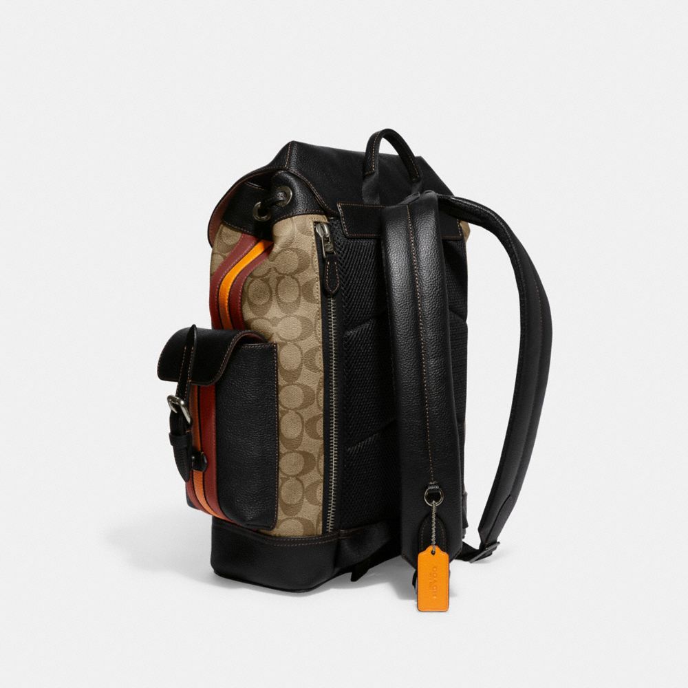 COACH Hudson Backpack In Signature Canvas With Varsity Stripe