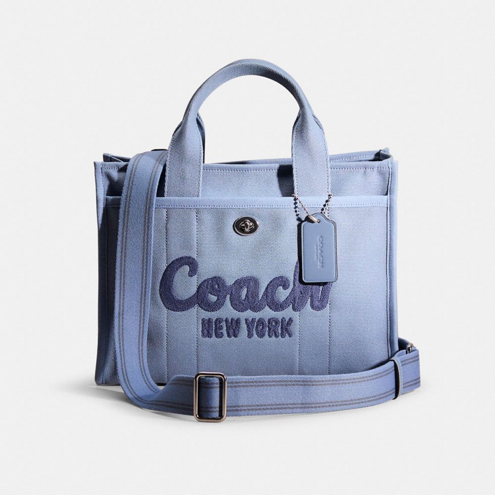COACH®,Restored Cargo Tote Bag,Cotton,Canvas,Tote,Stripe,Casual,Blue,Front View