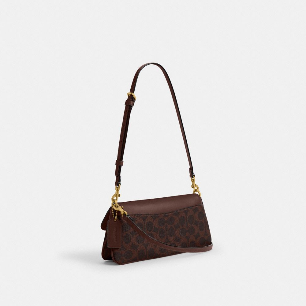 COACH®,Jet Shoulder Bag In Signature Canvas,Brown,Angle View