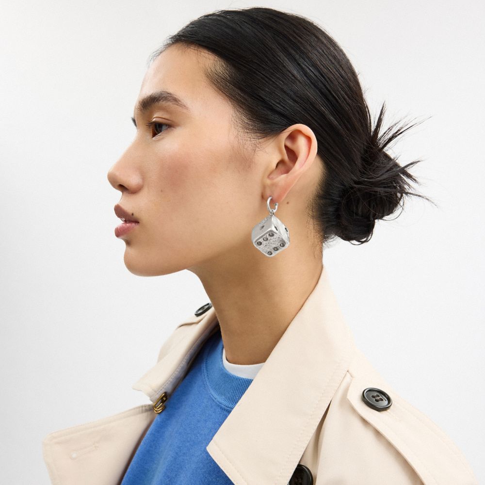 COACH®,Dice Single Earring,Dangle Earring,Single,Resin,3D Embellishment,Novelty Embellishment,Casual,Black,Detail View