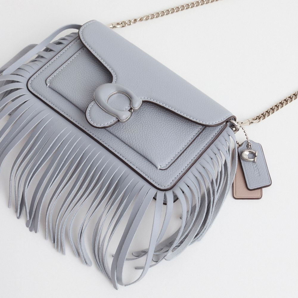 COACH®,Upcrafted Tabby Crossbody Wristlet,Leather,Clutch,Wristlet,Logo,Fringe,Sustainable,Set,Casual,Gray,Closer View