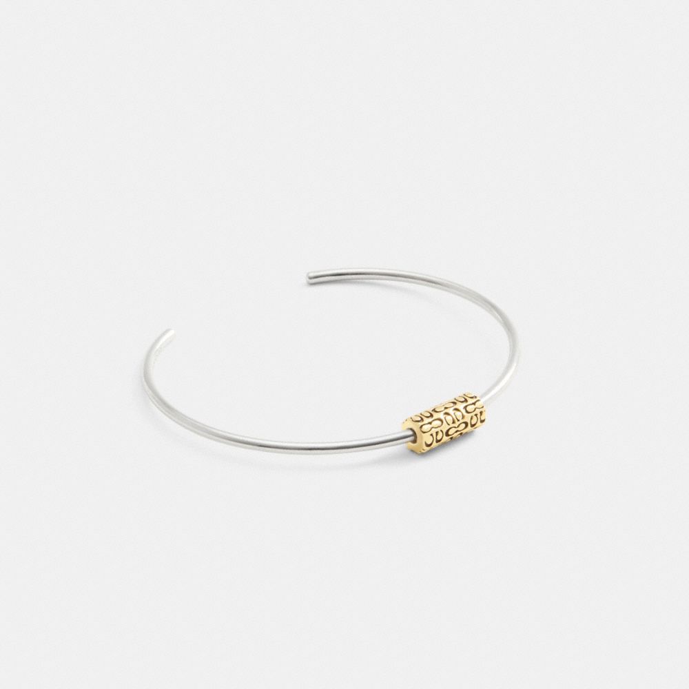 COACH®,Quilted Signature Bead Cuff,Cubic Zirconia,Logo,Bead Embellishment,Casual,,Front View