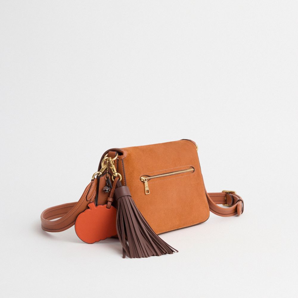 COACH®,Upcrafted Soft Tabby Shoulder Bag,Leather,Shoulder Bag,Logo,Piping,Tassel,Expandable,Set,Brass,Casual,Day Party,Brown,Angle View