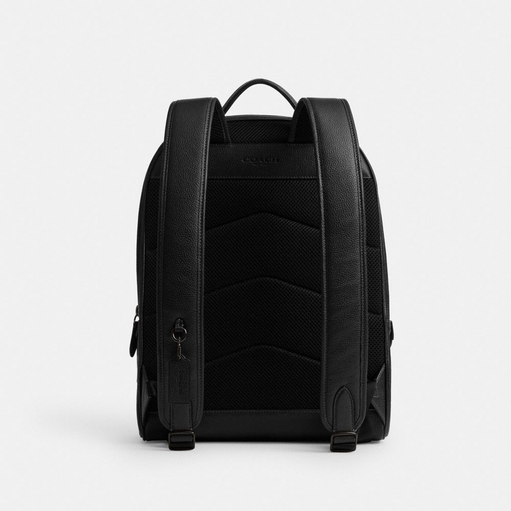COACH®,Charter Backpack In Maxi Signature Leather,Leather,Backpack,Casual,Black,Back View