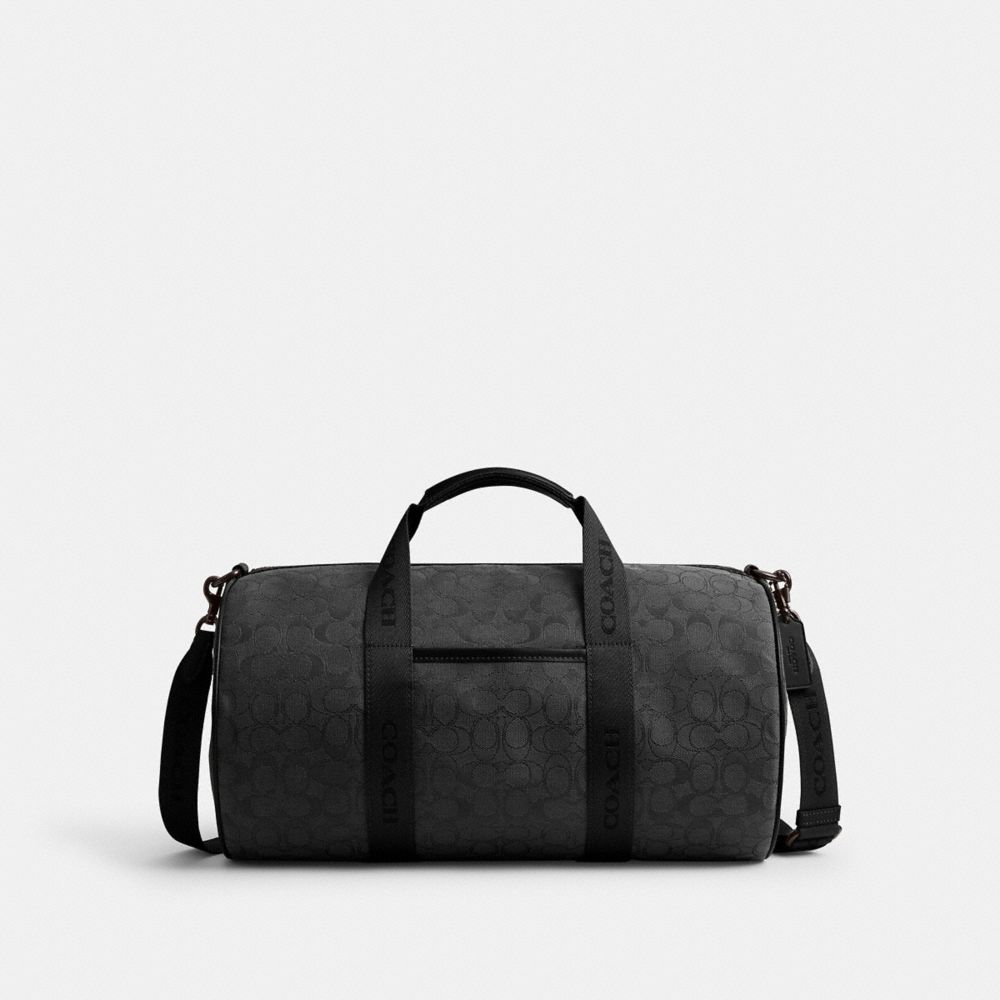 COACH®,Theo Duffle In Signature Jacquard,Polyester,Cotton,Duffle Bag,Gray,Front View