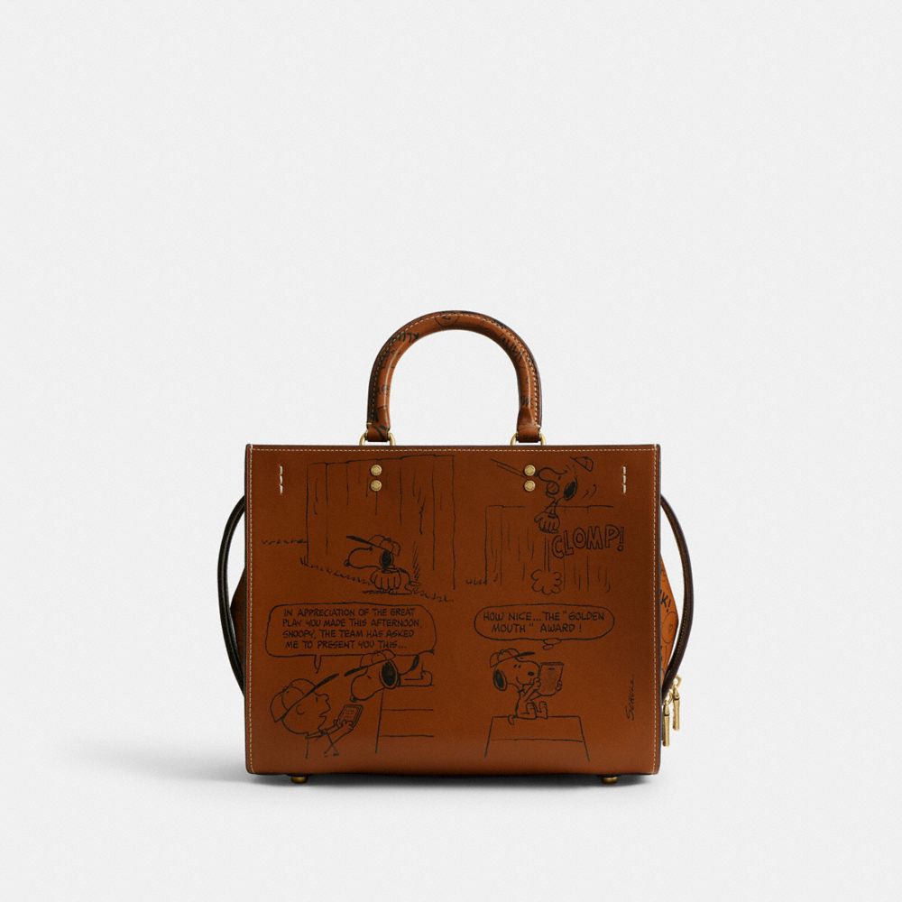 COACH®,Coach X Peanuts Rogue Bag With Newspaper Print,,Back View
