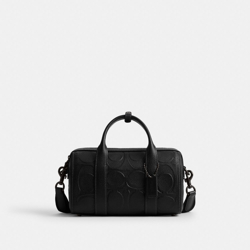 COACH®,Gotham Duffle Bag 24 In Maxi Signature Leather,Leather,Crossbody,Casual,Black,Front View
