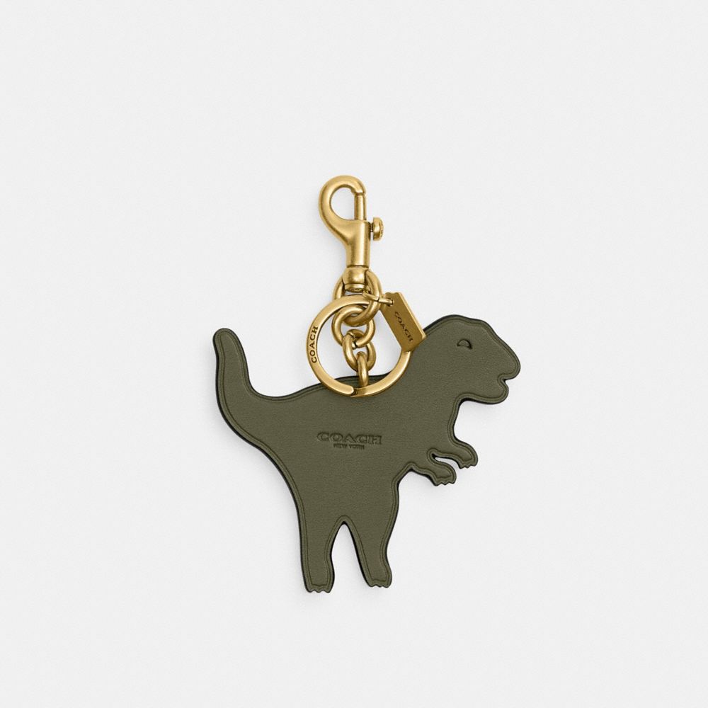 COACH®,Rexy Bag Charm,Calfskin Leather,Bag Charm,Metal,Logo,Brass,Casual,Olive,Front View