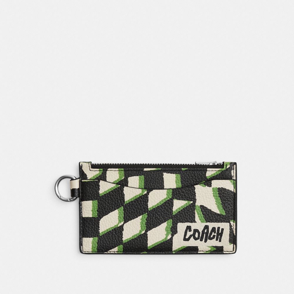 Zip Card Case With Geo Check Print, ProductTile