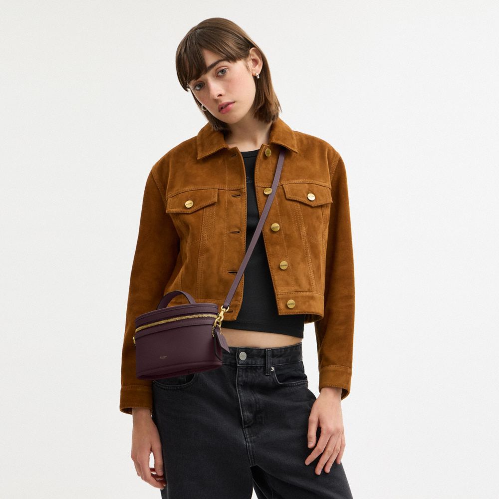 COACH®,Trail Bag,Leather,Satchel,Logo,Brass,Work,Purple