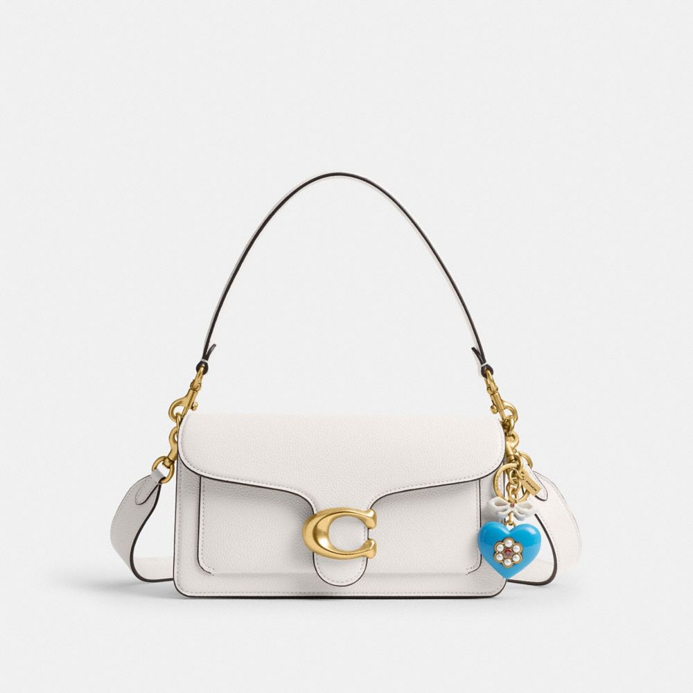 COACH®,Heart Bag Charm,Bag Charm,Key Chain,Bow,3D Embellishment,Rhinestones,Brass,Casual,Blue,Angle View