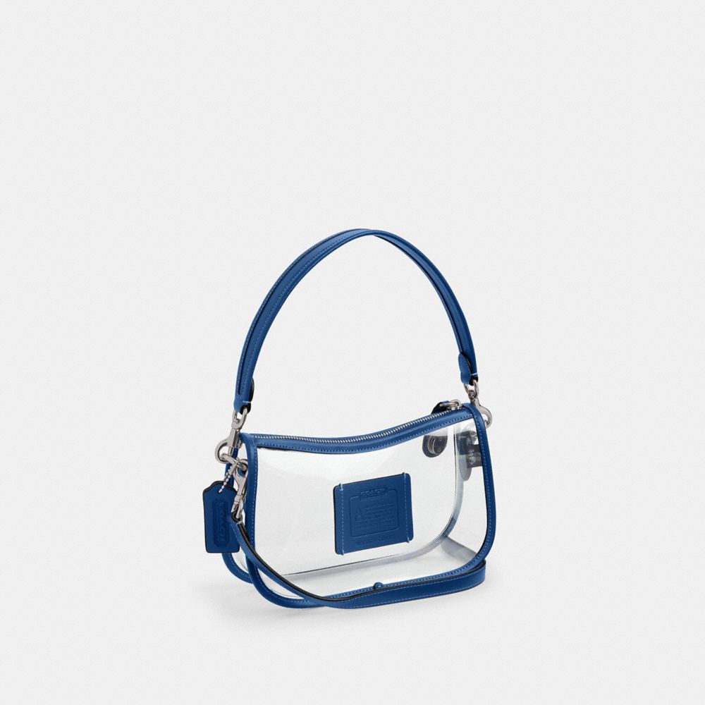 COACH®,Stadium Swinger Bag,Leather,Shoulder Bag,Applique,Piping,Sheer,Casual,White,Angle View