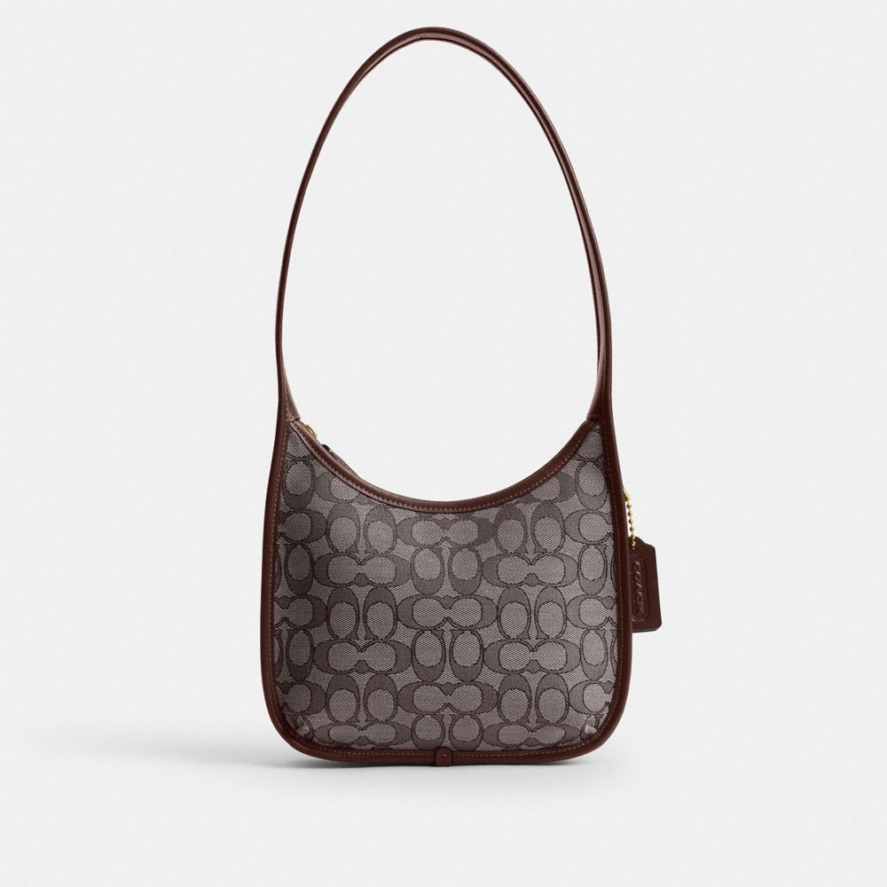 COACH®,Curve Zip Bag In Signature Jacquard,Cotton,Polyester,Shoulder Bag,Word Embellishment,Logo,Lined,Casual,Multi Color,Front View