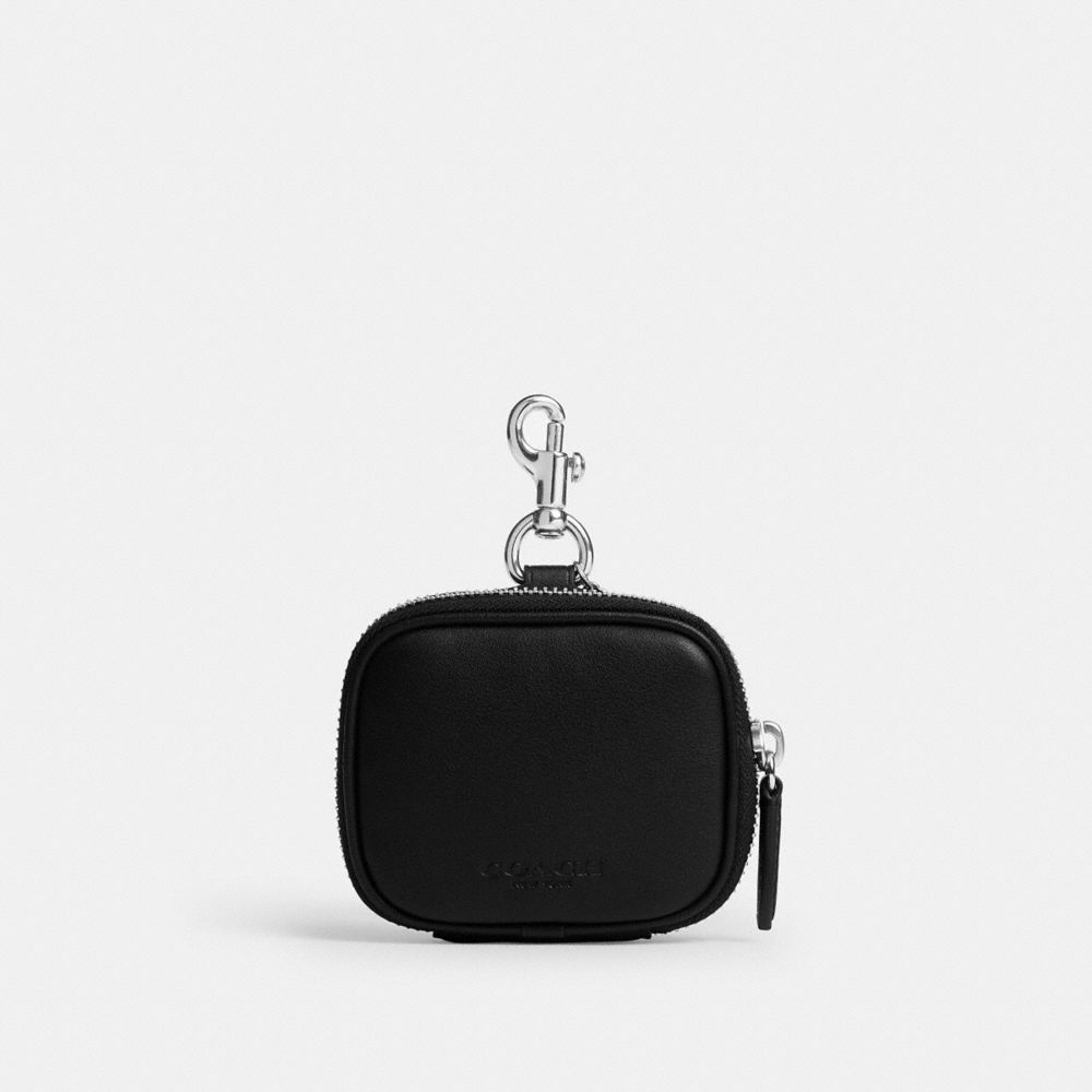 COACH®,Clip On Pouch,Coin,Engraved Detail,Logo,Casual,Black,Front View