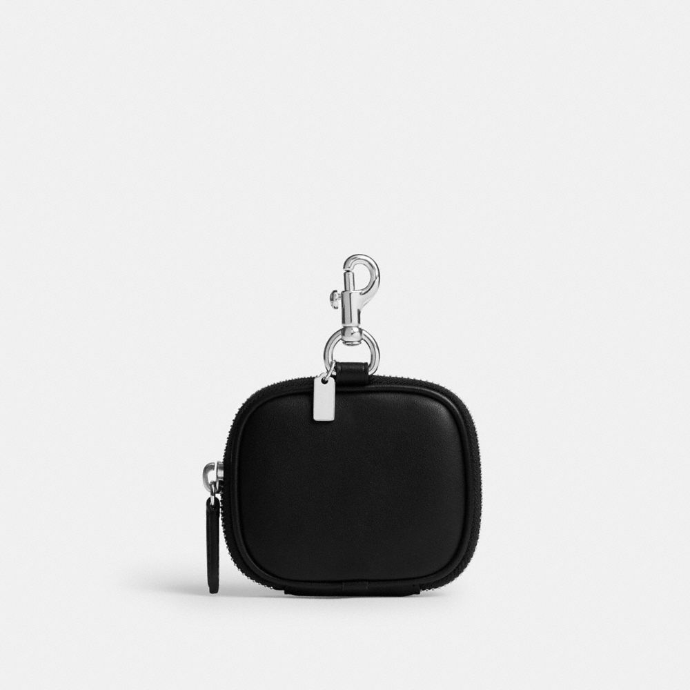 COACH®,Clip On Pouch,Coin,Engraved Detail,Logo,Casual,Black,Back View