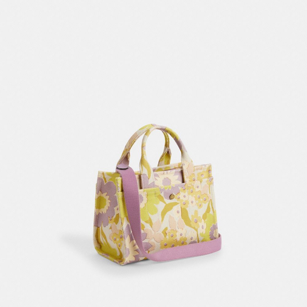 COACH®,Cargo Tote Bag 20 With Floral Print,Cotton,Tote,Brass,Casual,Multi Color,Angle View