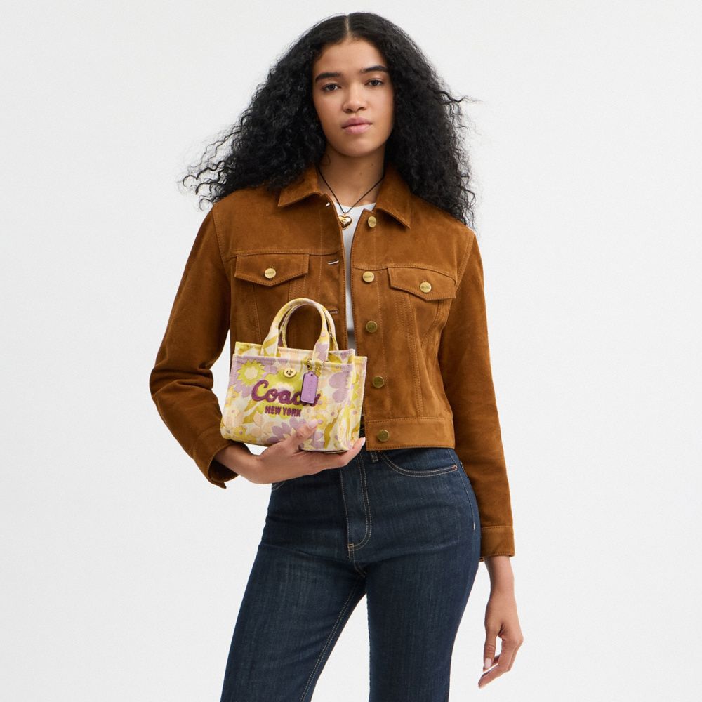 COACH®,Cargo Tote Bag 20 With Floral Print,Cotton,Tote,Brass,Casual,Multi Color,Detail View