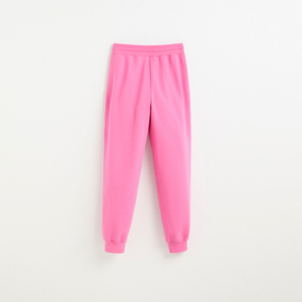 COACH®,Restored Signature Joggers,Cotton,Jogger,Sweatpant,Drawstring,Logo,Casual,Lounge,Pink,Back View