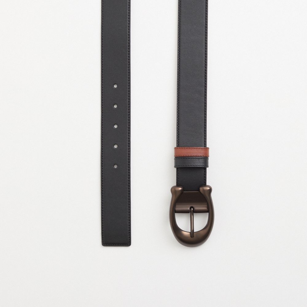 COACH®,Restored Signature Buckle Cut To Size Reversible Belt, 38 Mm,Black,Closer View