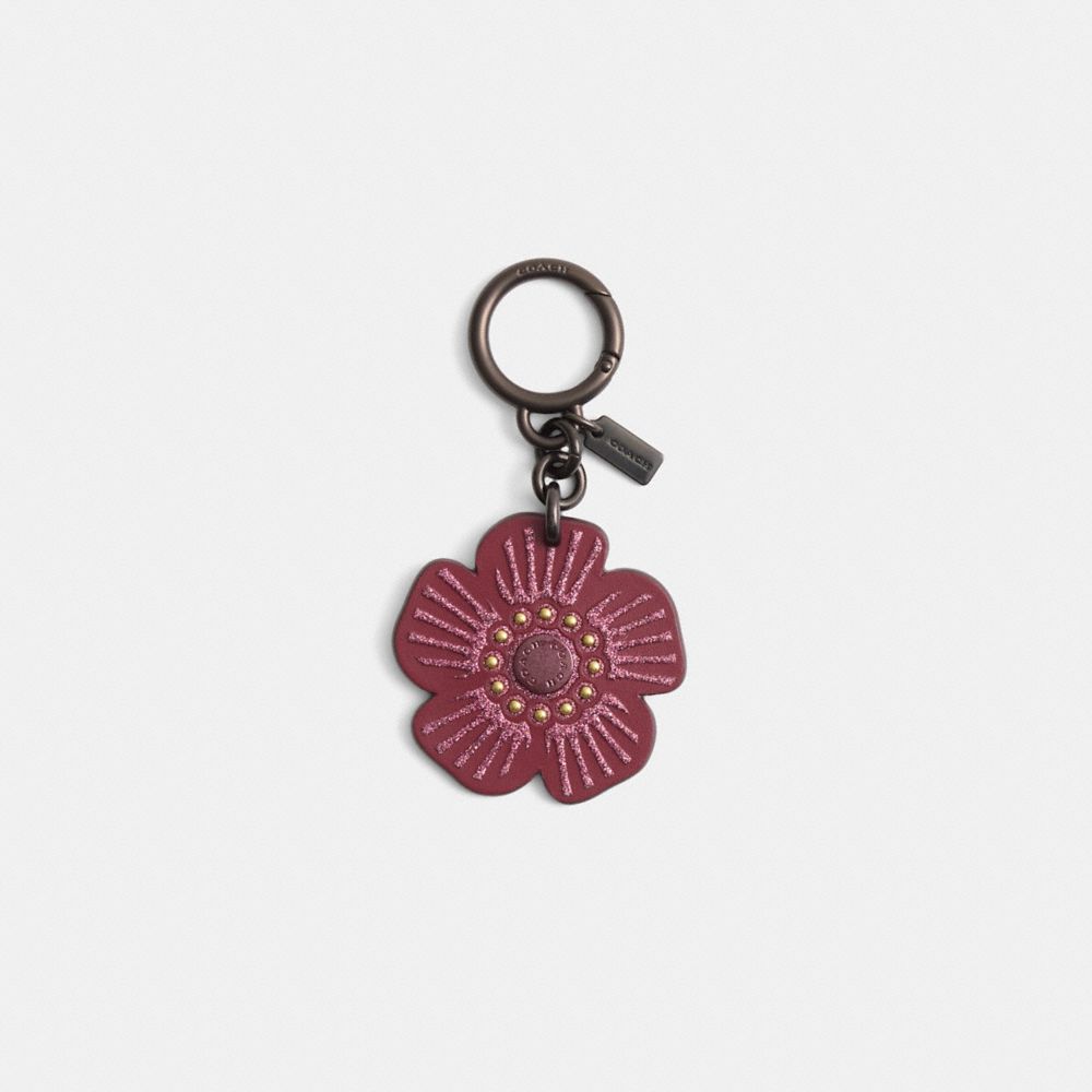 COACH®,Restored Tea Rose Bag Charm,,Front View