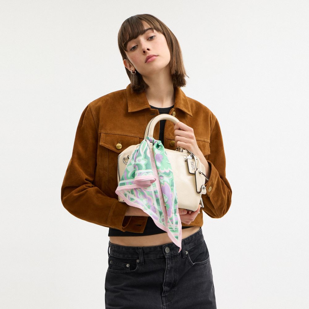 COACH®,Andrea Paisley Print Silk Triangle Scarf,Silk,Bandana,Casual,Multi Color,Detail View